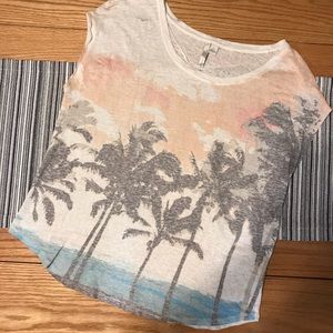 🌴Lauren Conrad 100% linen palm tree blouse🌴